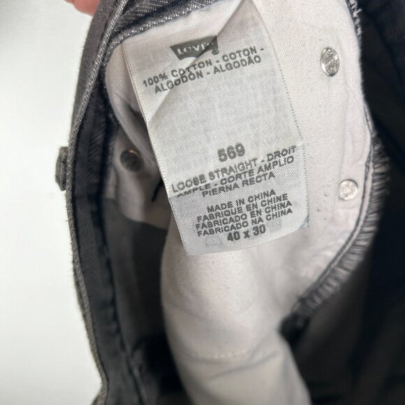 Levis Jeans Mens 40x30 Gray 569 Loose Straight Light Wash Cotton Denim - Picture 10 of 10